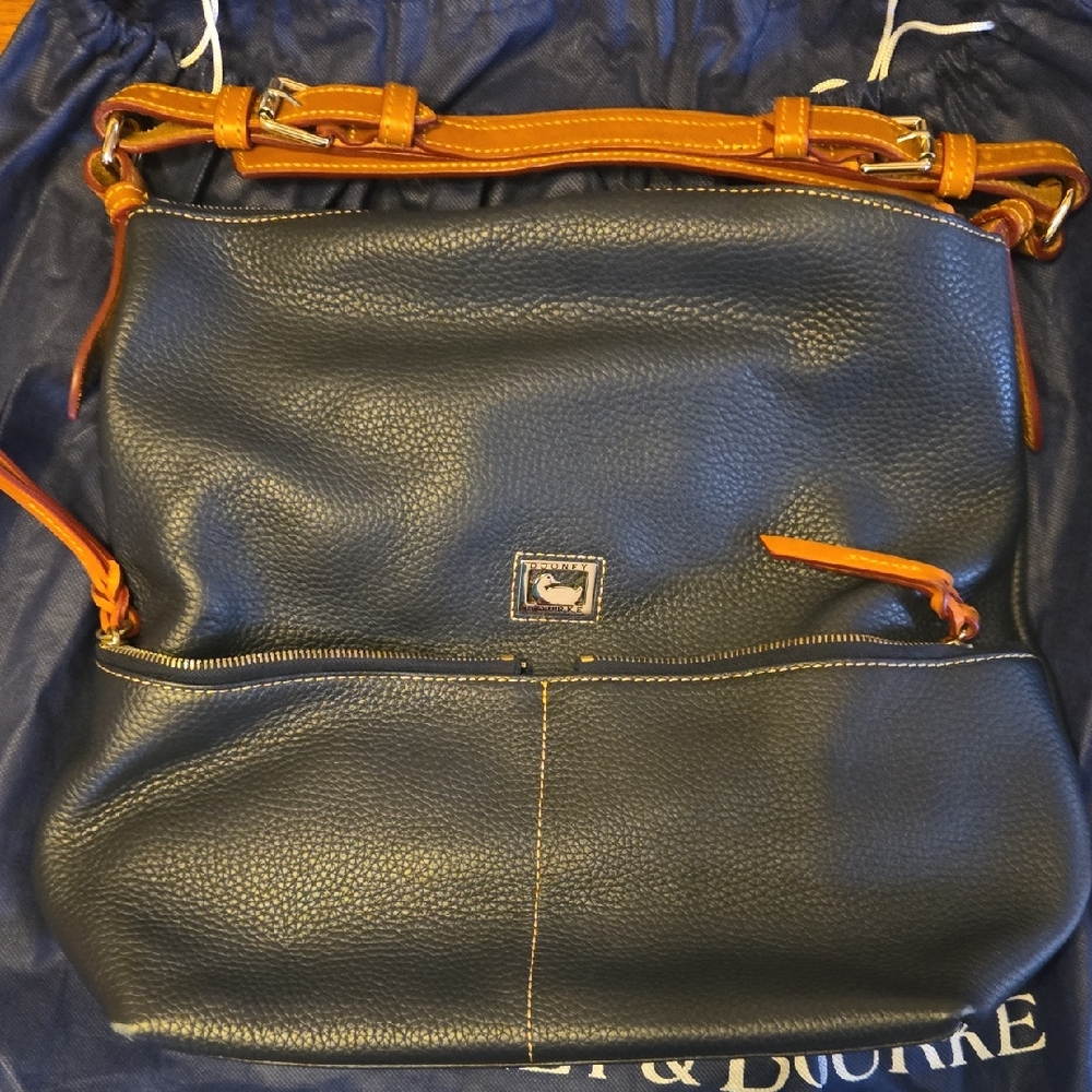 Dooney & Bourke Navy and Tan Leather Tote